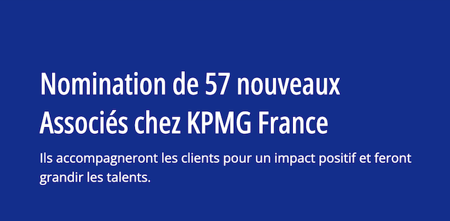 Kpmg Comp 57 nouveaux Associés chez KPMG France | La profession comptable